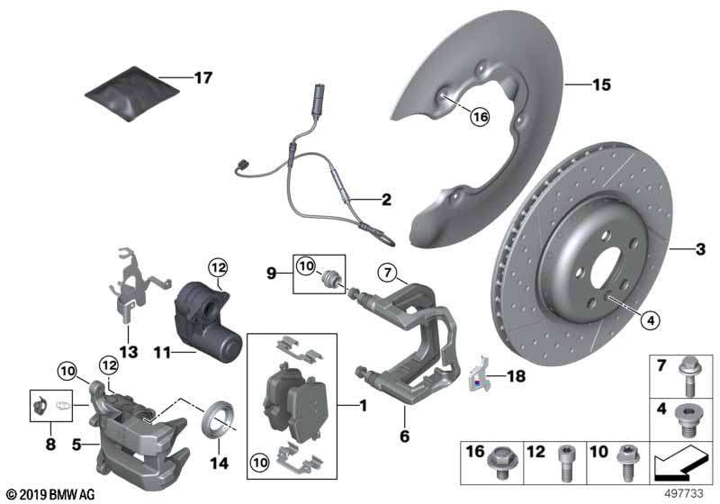 BMW M Performance Bremsscheibe belüftet angelocht hinten  2er G42 3er G20 G21 4er G22 G23 G26